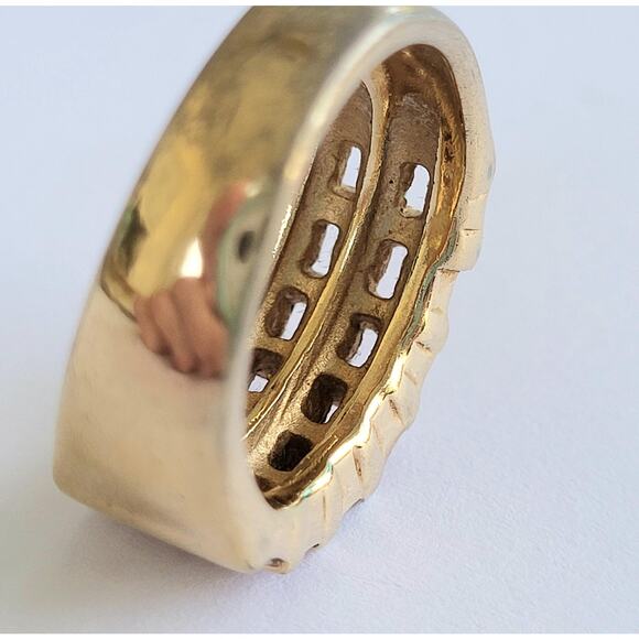 Vintage Gold Ring 18k HGE Faux Rubies & Diamonds Arthur M Anderson Size 6.75 - Picture 2 of 9